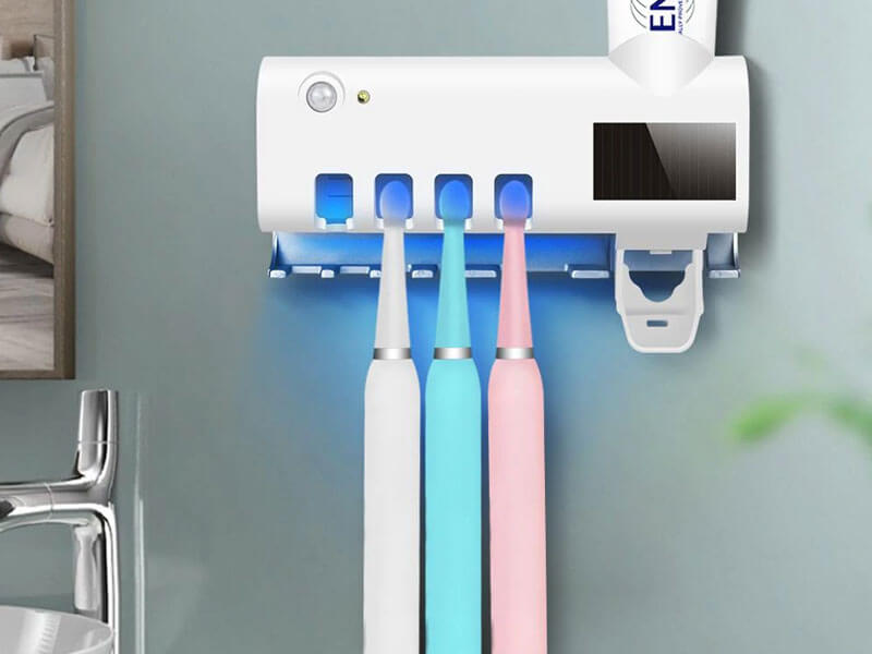 Антибактериски UV стерилизатор за диспанзер за паста за заби со држач за четки